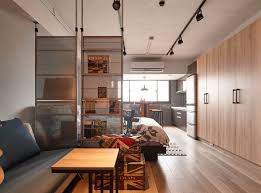 2 floor loft with window view of taipei 101. A Stylish And Tiny Industrial Loft Apartment In Taipei City