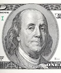 Portrait of Benjamin Franklin Macro from 100 Dollars Bill Stock Photo