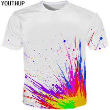 You can either use a can of spray paint and lightly spray over the design, or you can use regular paint and apply with a sponge. Youthup 2018 3d T Shirt Men Women Multicolor Splash Paint Print White T Shirt Men Harajuku Funny T Shirt Casual Tee Tops S 5xl Buy At The Price Of 8 58 In Aliexpress Com Imall Com