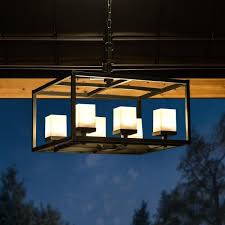 Sunjoy Bellagio Collection Black Plastic Rectangular Minimalistic Outdoor Chandelier With Cubic Battery Operated Led Lights D203000800 The Home Depot Outdoor Chandelier Battery Operated Led Lights Chandelier