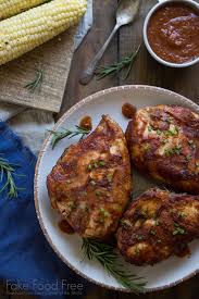Chicken thighs are more tender and fattier than the breast cut of the meat and are often the preferred cut of chefs. Grilled Bone In Chicken Breasts With Garlic Sweet Onion Barbecue Sauce Fake Food Free