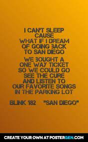 Blink 182 Lyrics San Diego Blink 182 Lyrics I Cant Sleep Blink 182