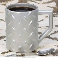 Diamond Plate Raised Pattern Silver Coffee Mug Mugs Coffee Mugs Best Coffee Mugs