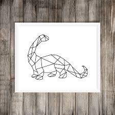 Black And White Geometric Animal Drawings Geometric Dinosaur Art Print Black And White Long Neck Brontosaurus Geometric Dinosaur Black And White Dinosaur Print Instant Download Dinosaur Art Geometric Geometric Animals