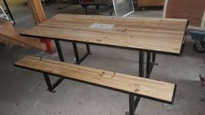 Make Our Own Custom Picnic Tables From Vinyl Flooring And Metal Metal Picnic Tables Picnic Table Table