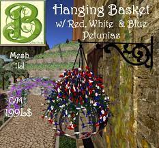15 beautiful hanging baskets with complete plant lists for each! Second Life Marketplace Mesh Hanging Basket Red White Blue Petunias 1 Li