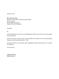Need a letter to apply for the vendor registration. Sample Request Letter For Repair Of Distribution Transformer
