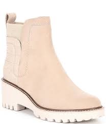 Dolce Vita Huey H2o Suede Croco Print Detail Block Heel Booties Dillard S