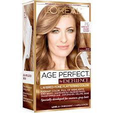 If you're starting with a dark base color, then it's best to go see a professional since becoming a blonde will require bleaching. L Oreal Paris Age Perfect Permanent Hair Color 7g Dark Natural Golden Blonde 1 Kit Walmart Com Walmart Com