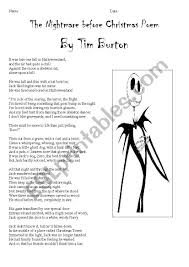 Nicholas will be put to the test and soon The Nightmare Before Christmas Esl Worksheet By Maela
