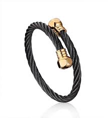 Black And Gold Bracelet Stainless Steel Twist Rope Wire Bangle Bracelet For Men Women Black Gold 9 Bangle Bracelets Wire Bangles Gold Bracelet For Women
