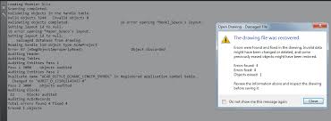 Solved Drawing File Requires Recovery After Saveas Net Api To Other Dwgversion Autodesk Community Autocad If you are unable to open your autocad drawing because it has become corrupt all is not lost. solved drawing file requires recovery