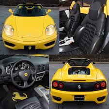 We are pleased to present this 2001 ferrari 360 modena finished in giallo modena over a black leather interior with yellow contrast piping. 2001 Ferrari 360 Spider Painted A Rare Giallo Modena With Only 16 000 Miles Ferrari 360 Ferrari Sports Cars