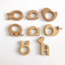 5 Pack Animal Natural Wooden Teether Bunny By Hellobabyla Wooden Teether Wooden Animals Wooden Gifts