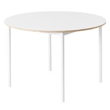 Muuto Base Table Round 110 Cm Laminate With Plywood Edges White Minimalist Tables Furniture Design Competition Table