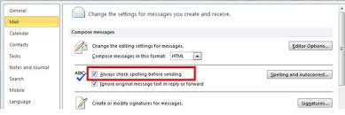 Outlook 2010 Check Spelling And Autocorrect
