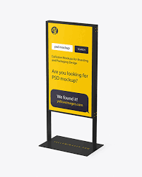 Simple edit with smart layers. Plastic Stand Mockup In Indoor Advertising Mockups On Yellow Images Object Mockups