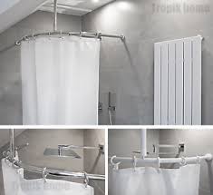 Hack a ceiling track for shower curtain ikea hackers. Curved Shower Curtain Rail Pole Rod With Ceiling Bracket And Hooks Various Sizes Ebay