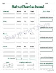 Diet And Exercise Journal Pdf File Printable Fitness Journal Workout Log Diet