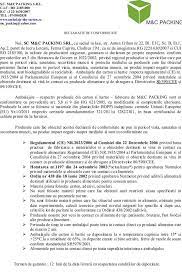 Eliberarea certificatului de calitate a seminţelor. Declaratie De Conformitate