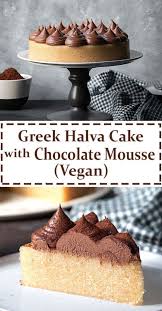 Griechischer Halva Kuchen Mit Gepeitschter Schokoladen Ganache Vegan Vegan Cake Recipes Savoury Cake Halva Recipe