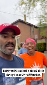 Rodney and Alissa check in about 1 mile in during the Cap City Half  Marathon. #columbusohio #ohionews #capcity #roadrace #running