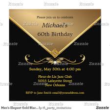 Black And Gold 60th Birthday Invitations Men S Elegant Gold Black 60th Brithday Invitations Zazzle Com Blue Birthday Parties Black Gold Party Birthday Party Invitations
