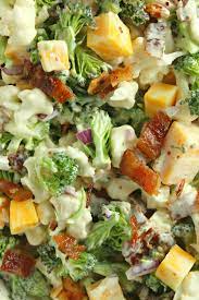 Loaded Broccoli Cauliflower Salad Low Carb Recipe Low Carb Salad Broccoli Cauliflower Salad Delicious Salads