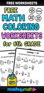 Need some fun math games for 5th graders? Free Math Coloring Worksheets For 5th And 6th Grade Mashup Math