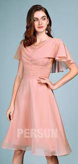 Robe De Soiree Rose Carnation Courte Avec Cape Drape Persun Fr Robe Habillee Pour Mariage Robe De Soiree Rose Robe Cocktail Mariage