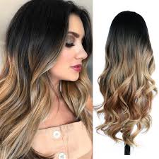 Amazon Com Quantum Love Wigs Ombre Wig Black To Light Brown Side Part Long Wavy Wig Heat Resistant Synthetic Daily Party Wig For Women Ombre Black To Light Brown Beauty