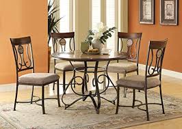 benjara metal side chair with fabric padded seat set of two brown marble dining marble dining room dining room sets