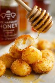 Airfryer Honey Goat Cheese Balls With Drizzle Of Beesponsible Raw Honey Goat Cheese Appetizer Food Fried Goat Cheese