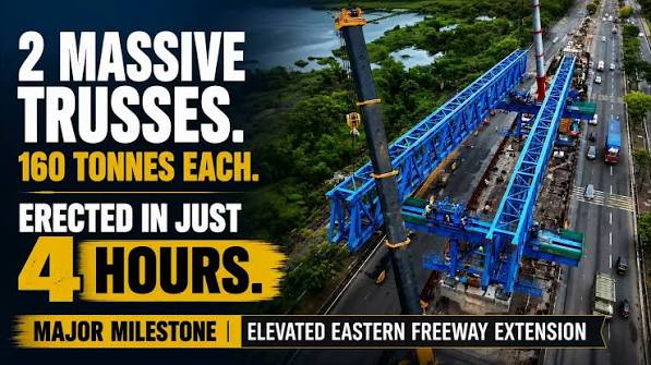 4 hours. Two massive trusses. , One major step forward for Mumbai’s next high-speed road corridor., MMRDA has achieved a major construction milestone on the 13.9-km Elevated Eastern Freeway Extension ...