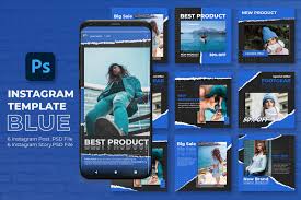 2019 instagram mobile psd mockup shared in 1080 x 1920 pixels resolution can be easily edited via adobe photoshop. Blue Instagram Template In Social Media Templates On Yellow Images Creative Store