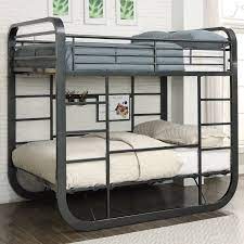 Better homes & gardens leighton wood bunk beds convertible twin, gray: Furniture Of America Ulsa Contemporary Grey Full Full Metal Loft Bed Overstock 14819068