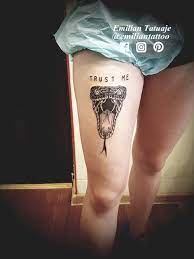 Trust Me Tattoo Tattoos Tattooed Snake Snaketattoo Tattooidea Tattoodesign Trustme Trust Me Tattoole Tattoos Tattoo Designs Wrist Snake Tattoo