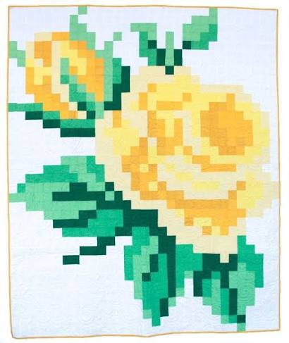 "Pixelated Yellow Rose of Texas” is a Free Summer Quilt Pattern designed by & from Riley Blake Designs!