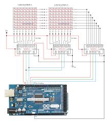 Circuit To Control 16 8 Led Matrix Using Arduino Mega And 74595 Part 1 Of 13 Funny Electronics Arduino Led Matrix Arduino Led