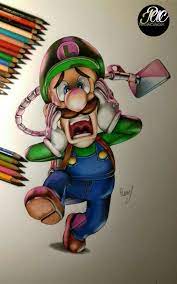The new lines in each step are shown in red, and each step is explained in the text below the photo, so you'll know exactly what to draw in each step. Luigi Fan Art Fan Art Drawing Artwork Game Character