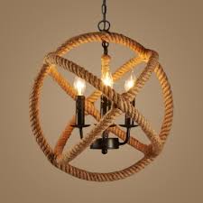 Globe Shape Dining Room Pendant Lighting Rope And Metal 3 Lights Traditional Chandelier In Beige Susuohome Com