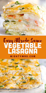 Easy Vegetable Lasagna With Alfredo Sauce Mighty Mrs Recipe In 2020 Vegetable Lasagna Easy Vegetable Lasagna Delicious Vegetarian Dinner