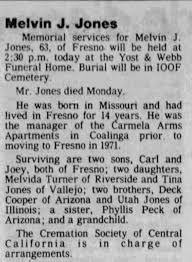 Obituary for Melvin J Jones