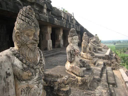 Sandstone heritage vistas near Undavalli retreats, AI generated