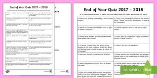 If you paid attention in history class, you might have a shot at a few of these answers. End Of School Year Quiz 2017 2018