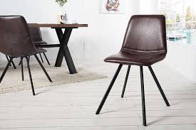 Ein griffloch am oberen ende der lehne erleichtert das. Design Stuhl 4er Set Braun Retro Kunstleder Metall Dunord Design