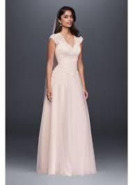 Ivory wedding dresses from enchanting by mon cheri. Tulle Over Lace V Neck A Line Wedding Dress David S Bridal