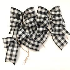 Black And White Plaid Ribbon Walmart Christmas Buffalo Bows Christmas Tree Bows Black And White Etsy Christmas Tree Bows Bows Handmade