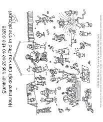 Summer coloring pages for kids: Summer Coloring Page Dogs Having A Barbecue Printables For Kids Free Word Search Puzzles Coloring Pages And Other Activities