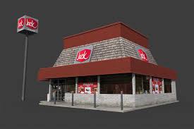 Jack In The Box Restaurant City Buildings Vintage Typography Design Jack In The Box